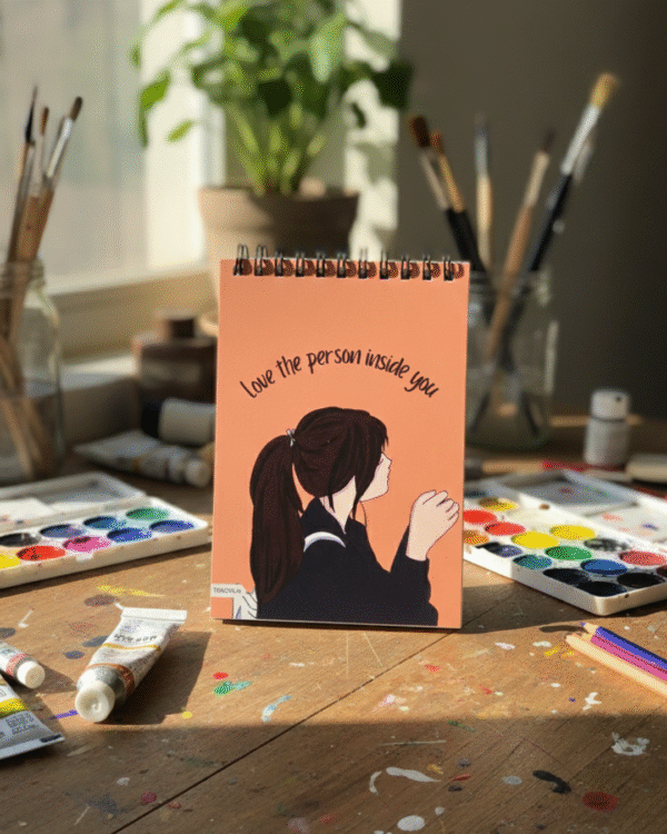 "Love The Person Inside You"A6 SKETCHBOOK /Wiro-120 Pages/ Hardboard