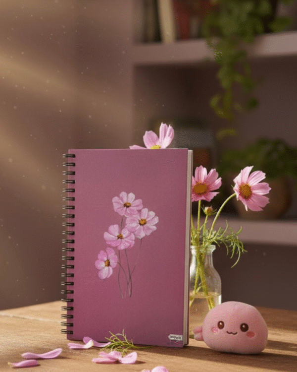 "Aesthetic Flower" A5 Notepad / wiro-Unruled 160 Pages /Softboard