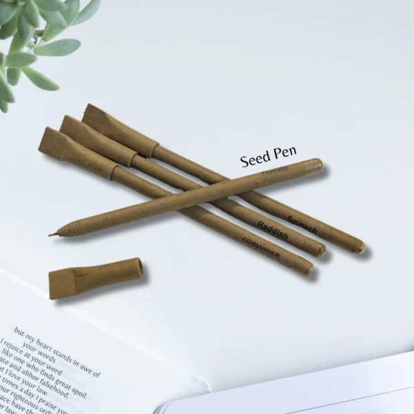 Seed Pen- 4 different seeds/ blue ink/eco-friendly