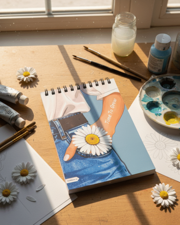 "Time to grow"A6 SKETCHBOOK /Wiro-120 Pages/ Hardboard