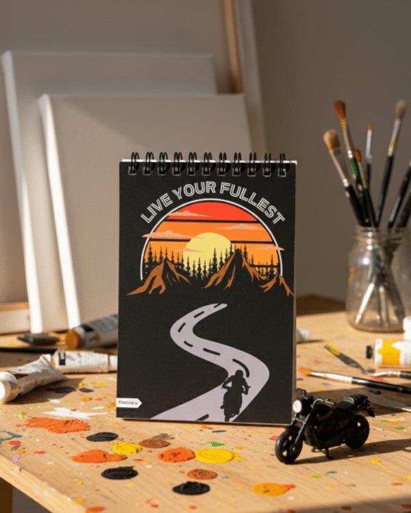 "Live your fullest"A6 SKETCHBOOK /Wiro-120 Pages/ Hardboard