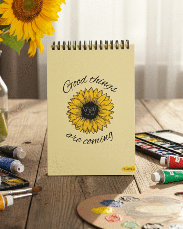 "Good Things are coming"A5 SKETCHBOOK /Wiro-160 Pages/ Hardboard