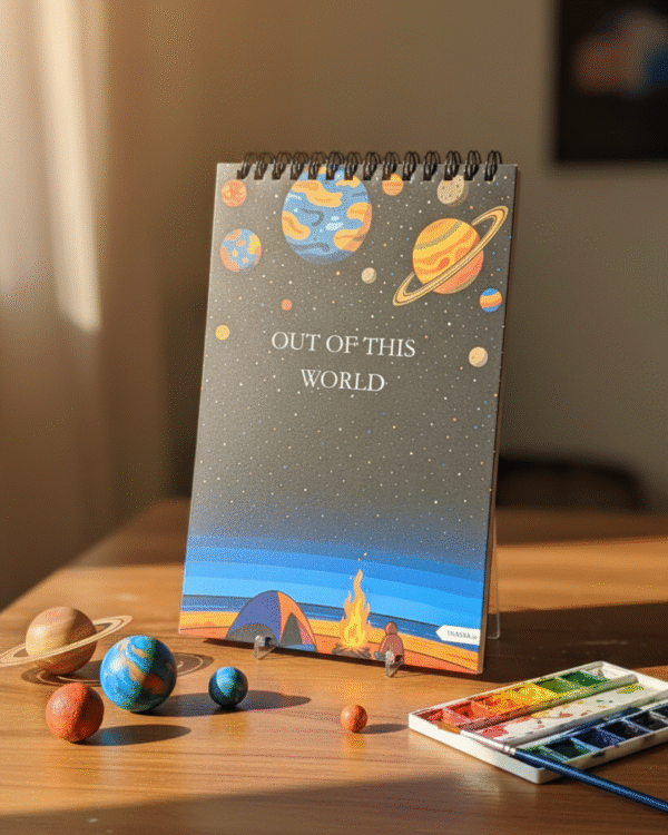 "Out Of the world"A5 SKETCHBOOK /Wiro-160 Pages/ Hardboard