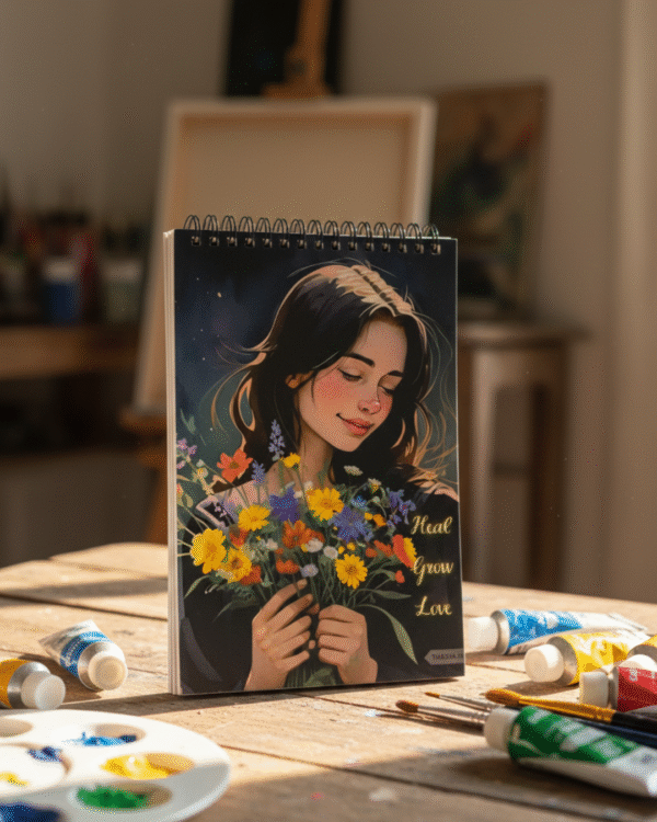 "Heal Grow Love"A5 SKETCHBOOK /Wiro-160 Pages/ Hardboard