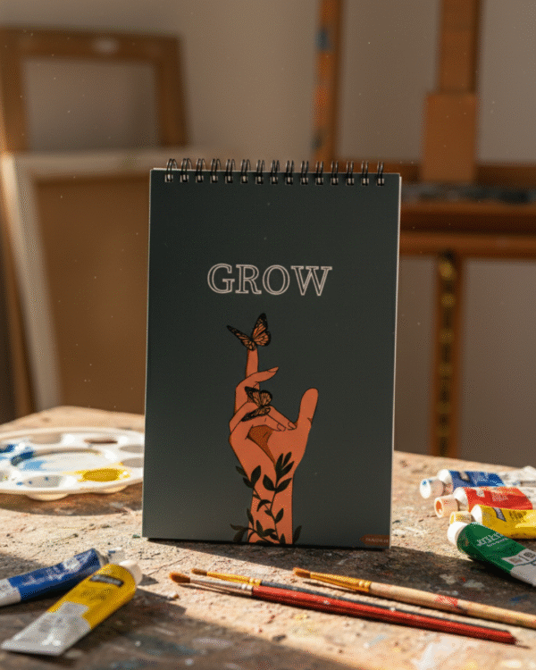 "Grow"A5 SKETCHBOOK /Wiro-160 Pages/ Hardboard
