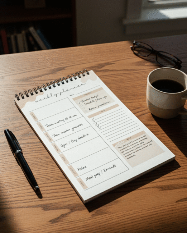 "weekly planner" A5 Size / Wiro Hard board - 60 sheets weekly Planner