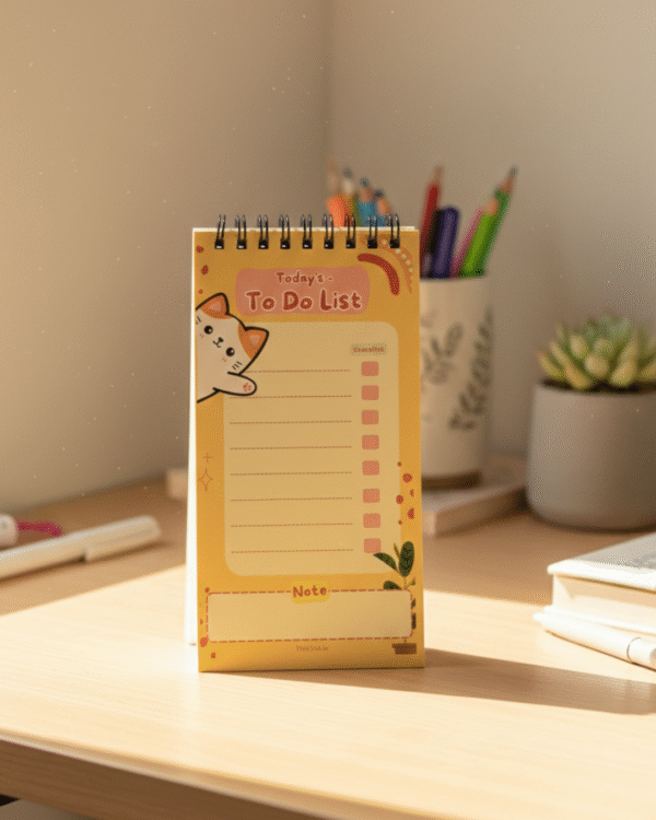 "Cat To-Do List" 7inch x 3.5 inch 60 -sheets / Wiro-Hard board