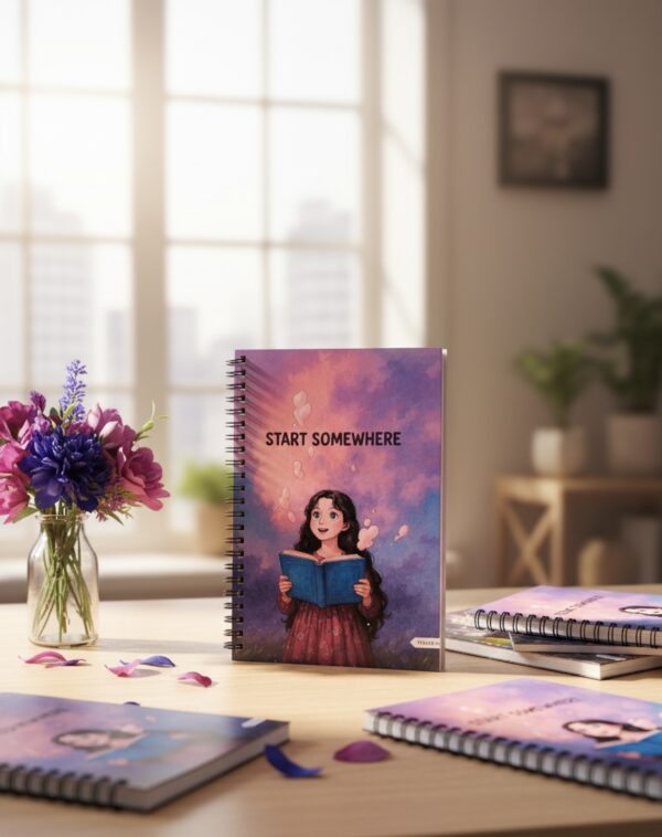 "Start Somewhere" A5 Notepad / Wiro-Unruled 160 Pages /Softboard