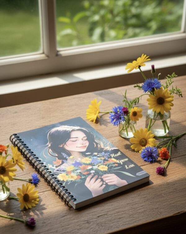 "Heal Grow Love" A5 Notepad / Wiro-Unruled 160 Pages /Softboard