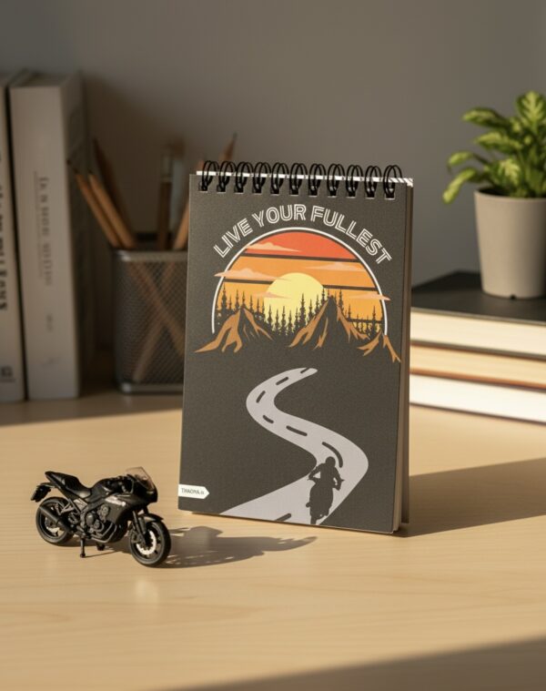 "Live your fullest" A6 Notepad / Wiro-Unruled 120 Pages /Softboard