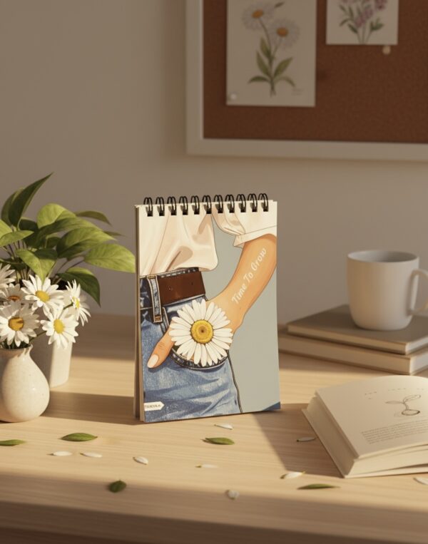 "Time To Grow " A6 Notepad / Wiro-Unruled 120 Pages /Softboard